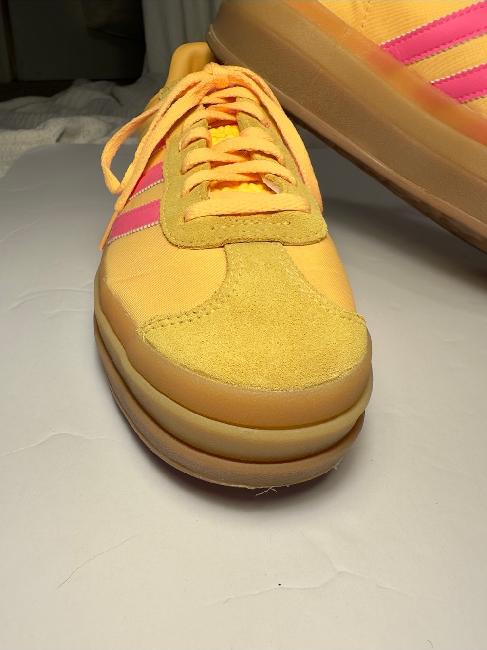 adidas Gazelle Bold Spark Lucid Pink Yellow Gum Platform Sneakers 8.5 IG4387 - Picture 10 of 11